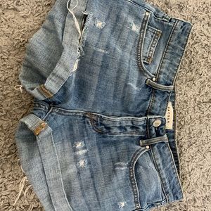 PACSUN BLUE JEAN SHORTS (distressed)